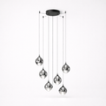 Six-Light Mouth-Blown Glass Pendant Chandelier