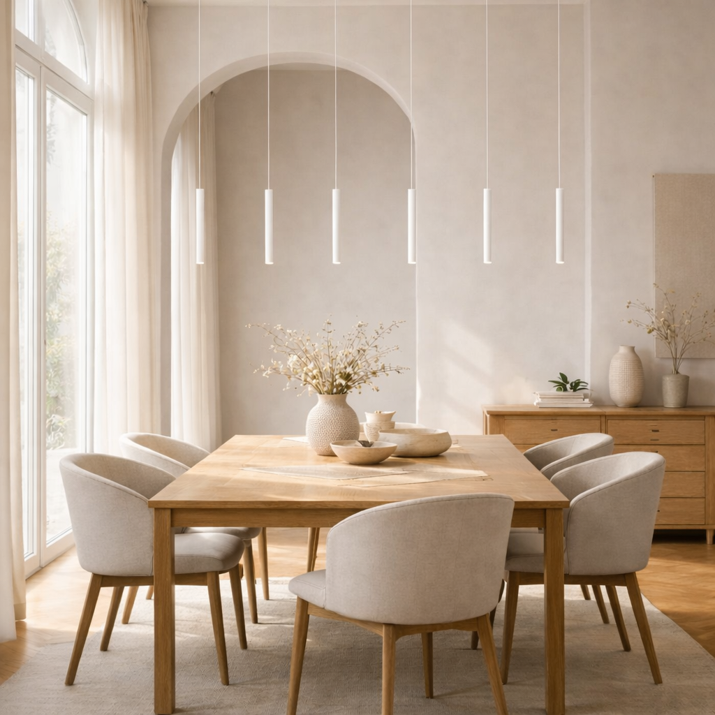Dimmable Six-Light Aluminum LED Pendant