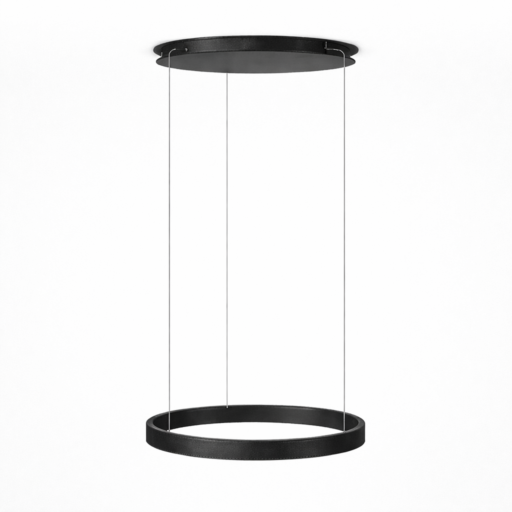 Round LED Pendant Light Dimmable Color Temperature Adjustable Black