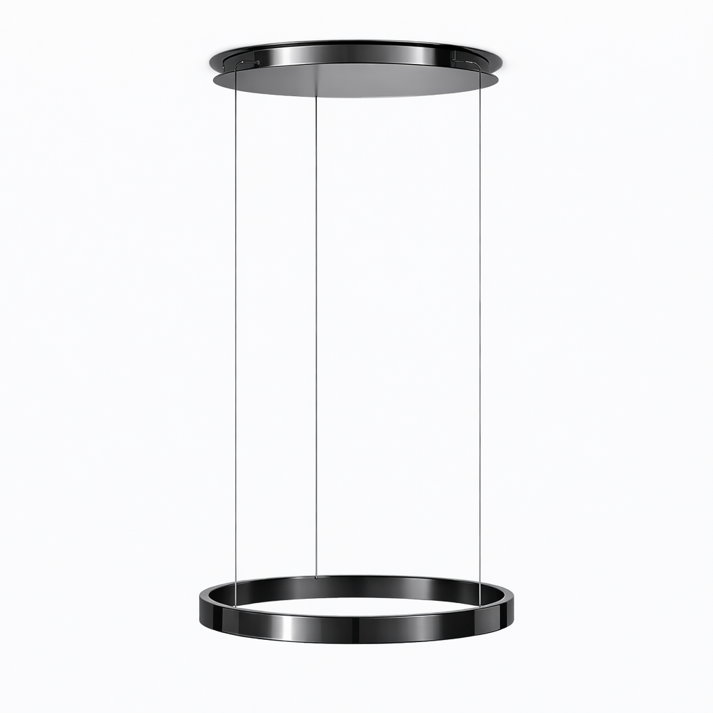 Round LED Pendant Light Dimmable Color Temperature Adjustable Black