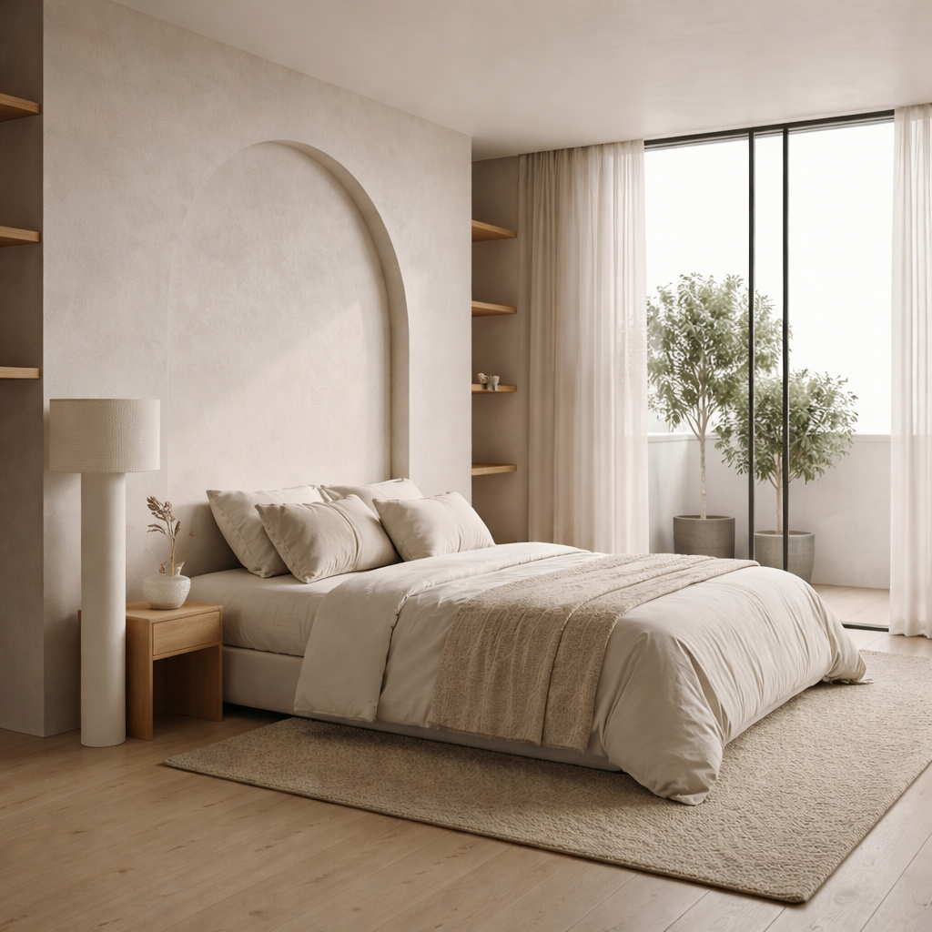 Cream Floor Lamp Modern Metal Design