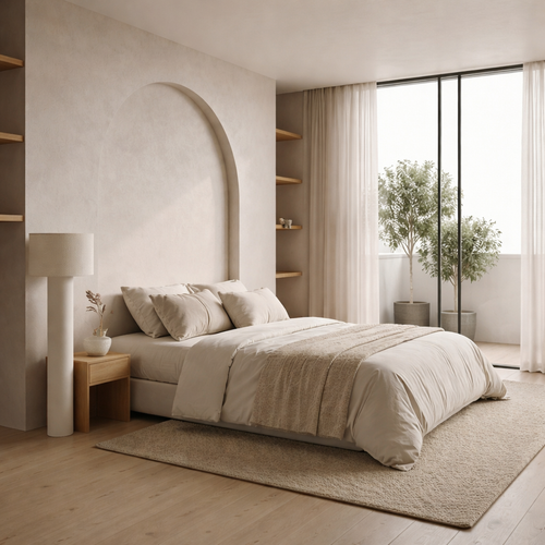 Cream Floor Lamp Modern Metal Design