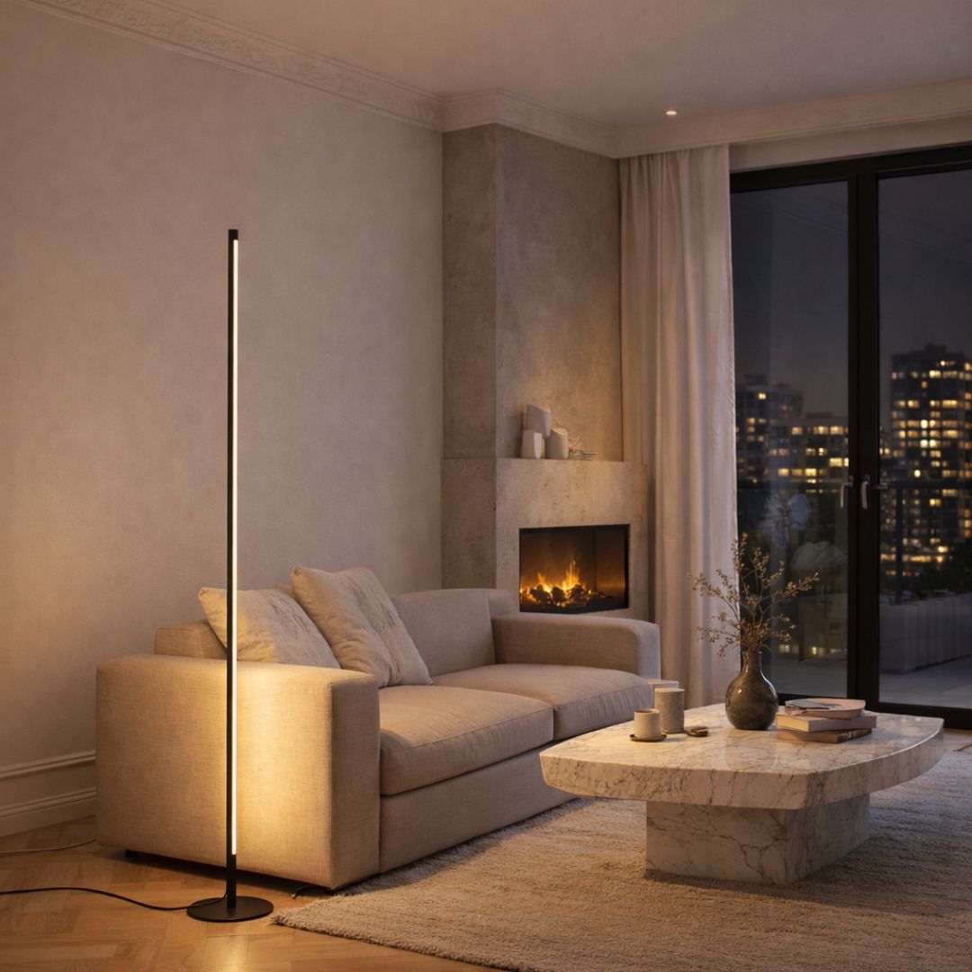 Modern LED Floor Lamp Remote Dimmable White Black