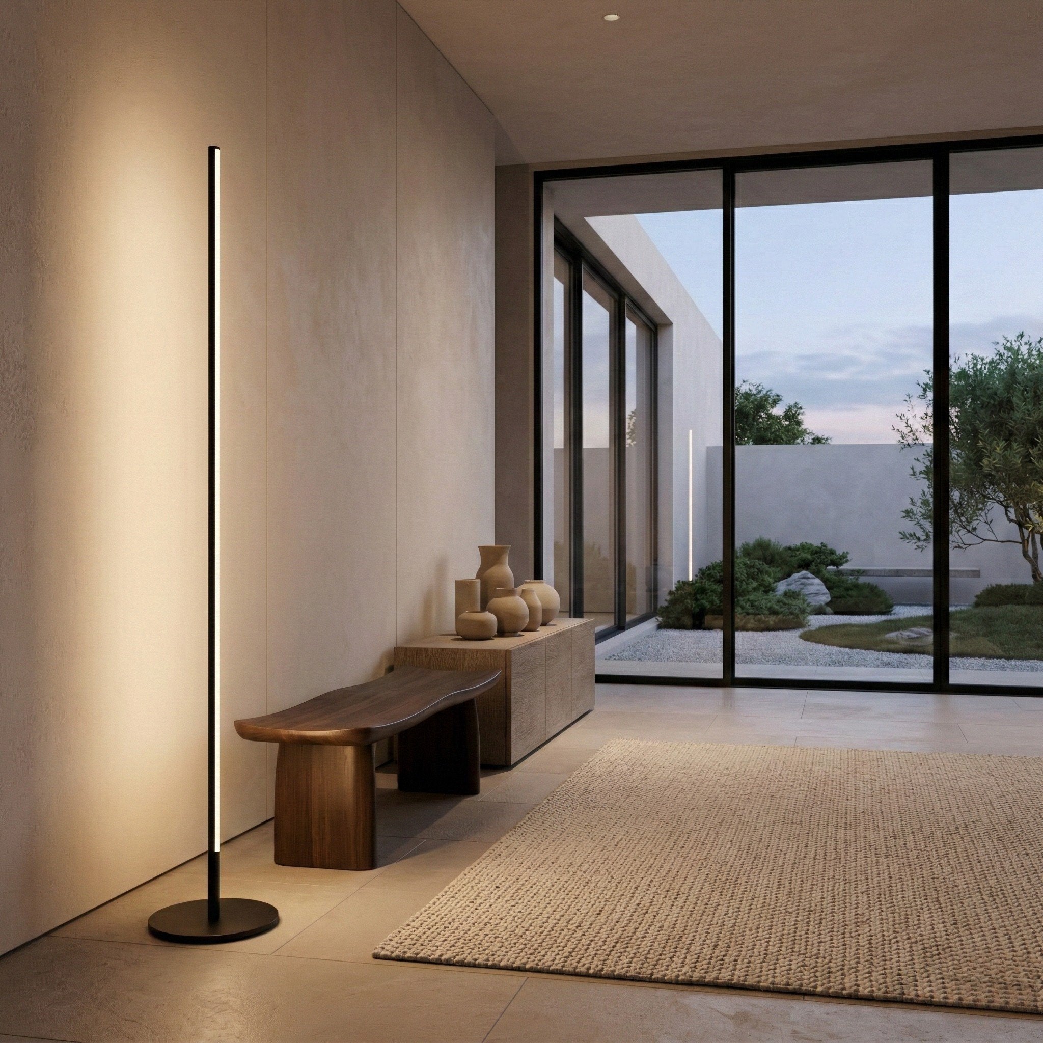 Modern LED Floor Lamp Remote Dimmable White Black