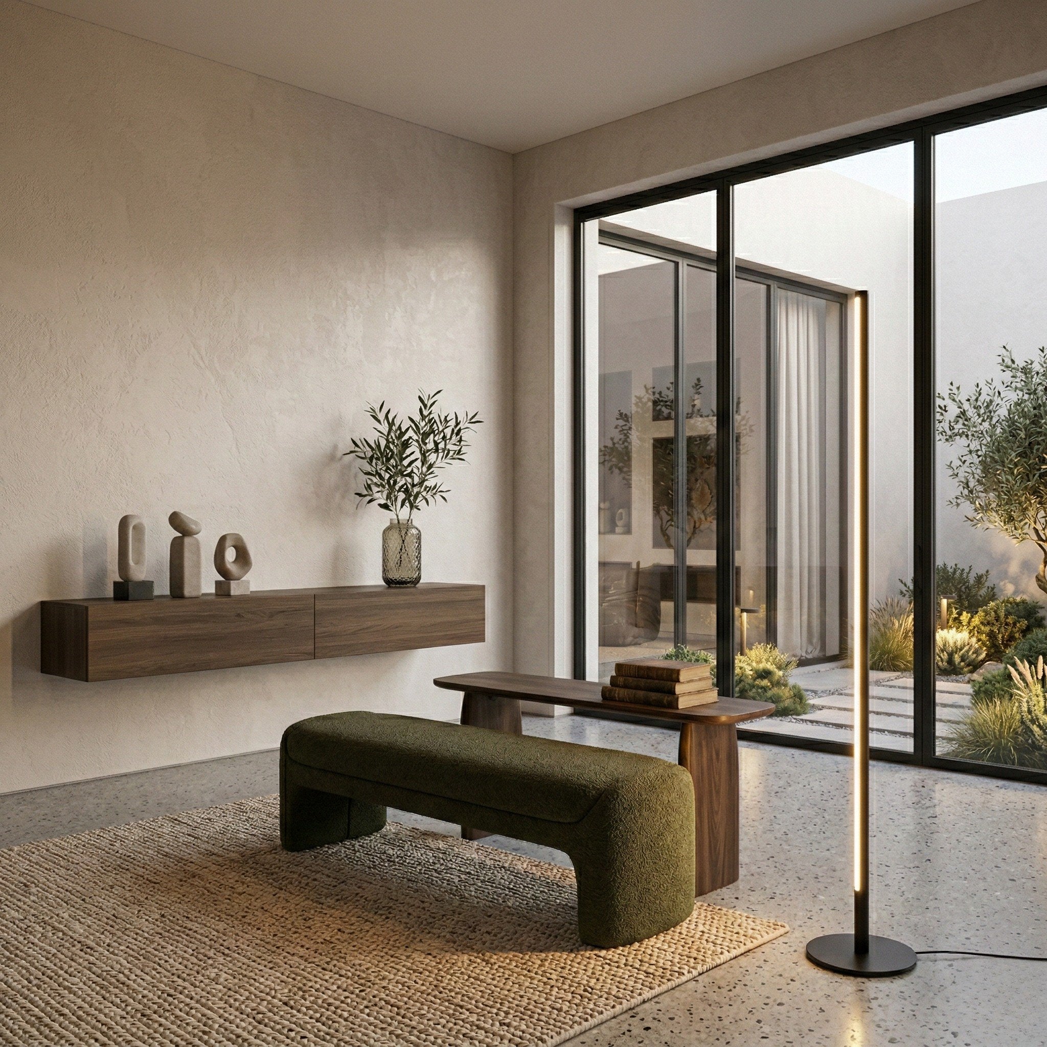 Modern LED Floor Lamp Remote Dimmable White Black