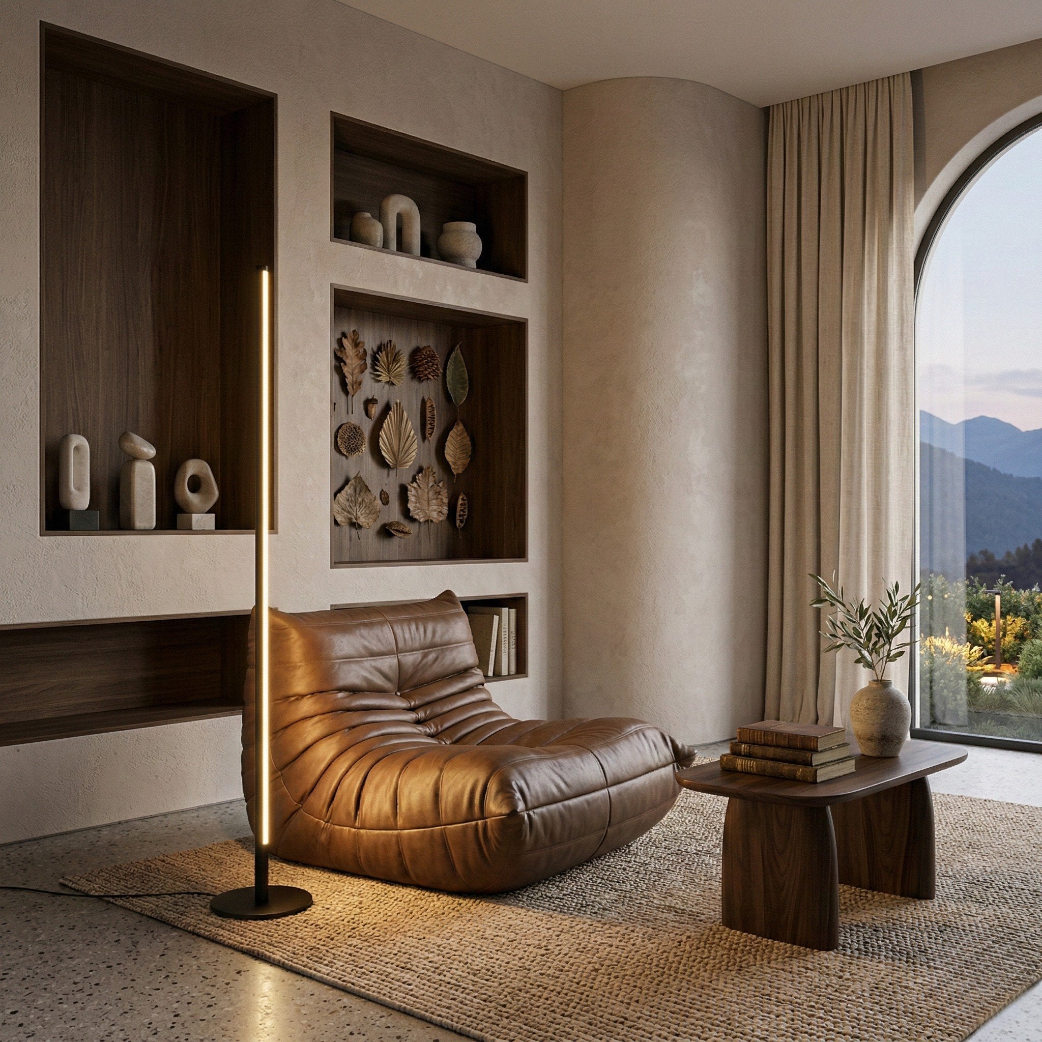 Modern LED Floor Lamp Remote Dimmable White Black