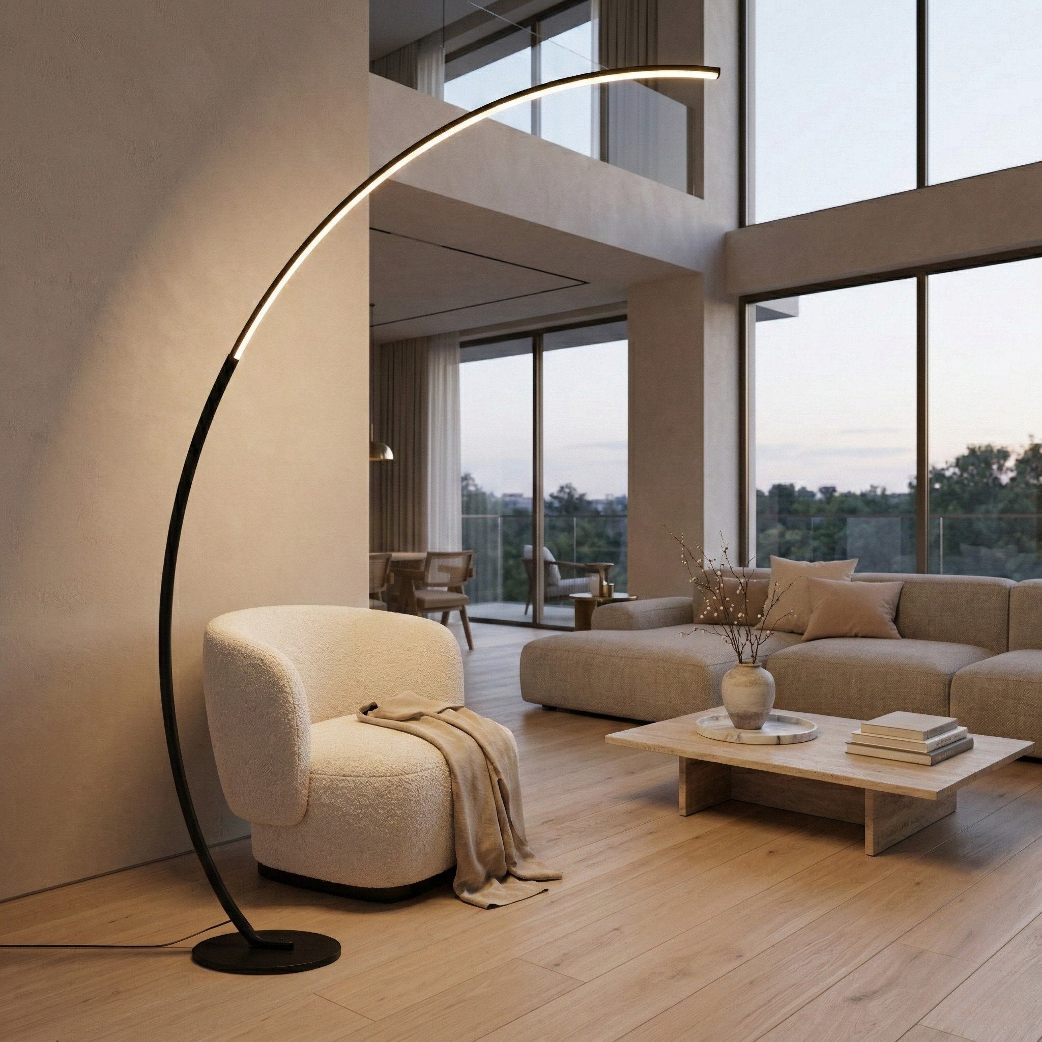 Floor Lamp Black LED Arc Design