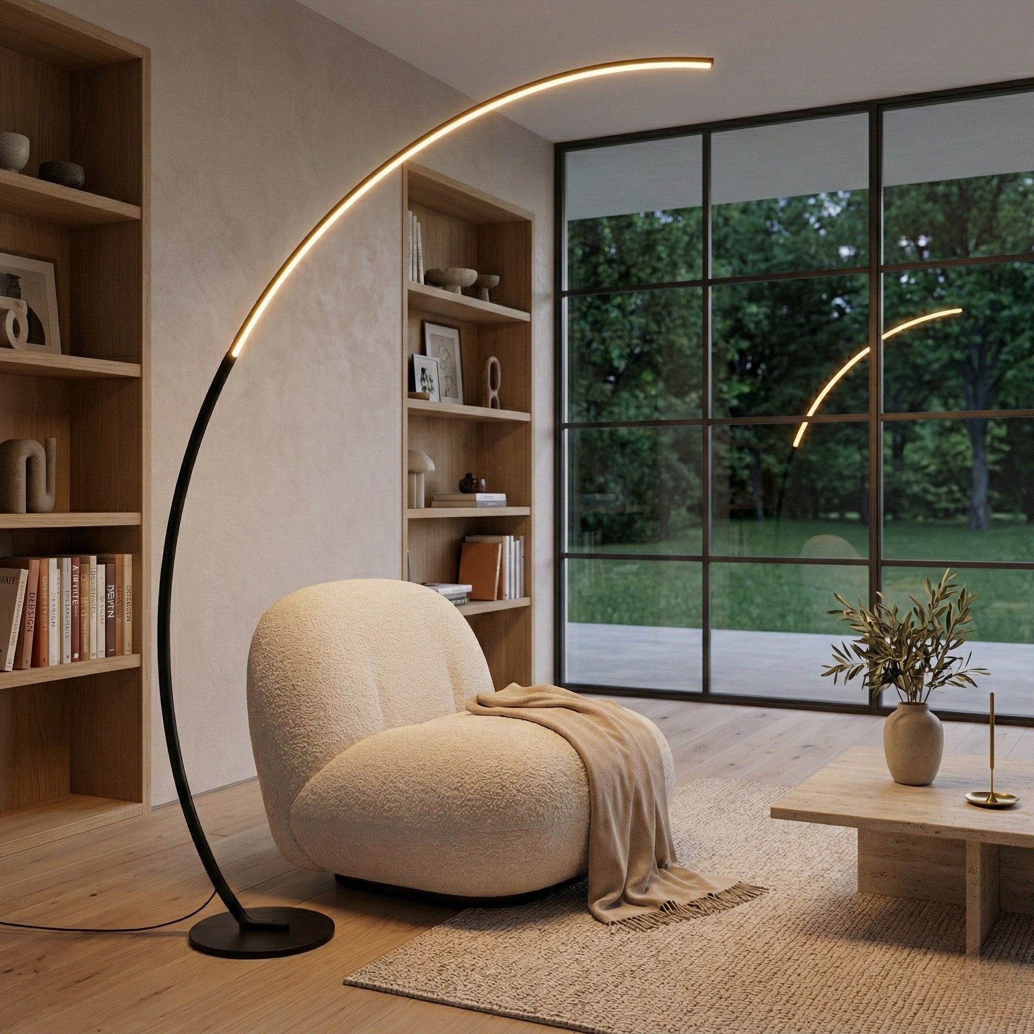 Floor Lamp Black LED Arc Design