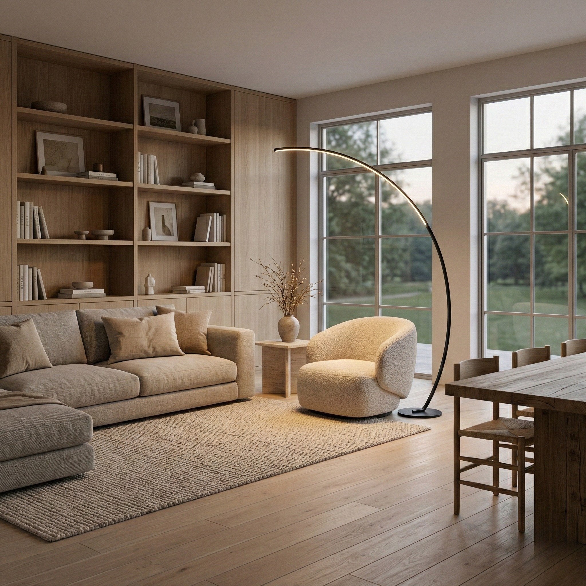 Floor Lamp Black LED Arc Design