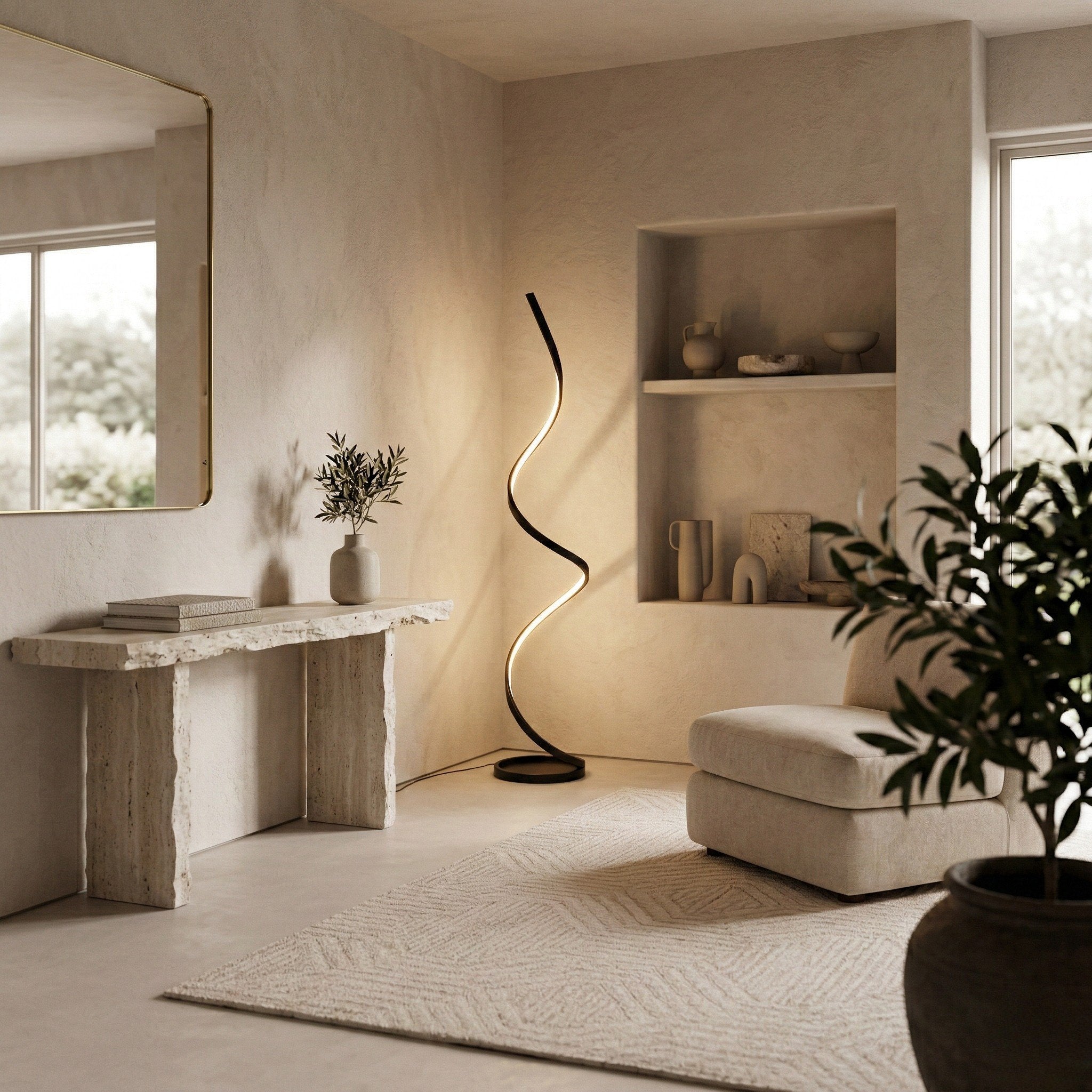 LED floor lamp dimmer minimalist modern black white