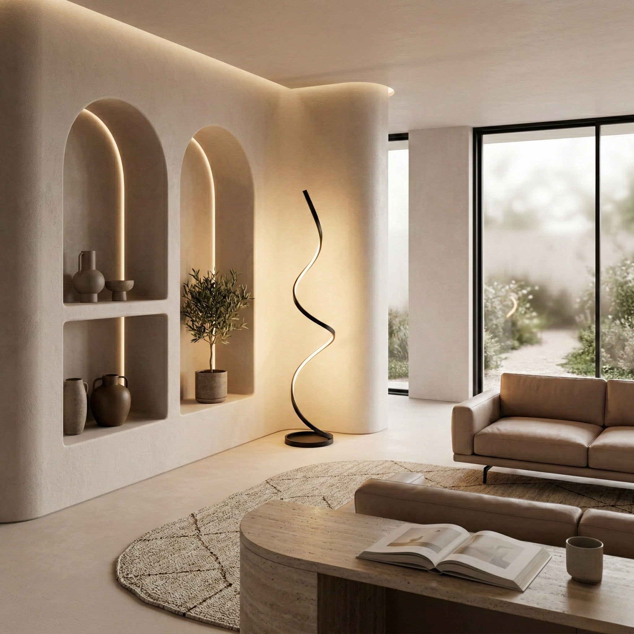 LED floor lamp dimmer minimalist modern black white