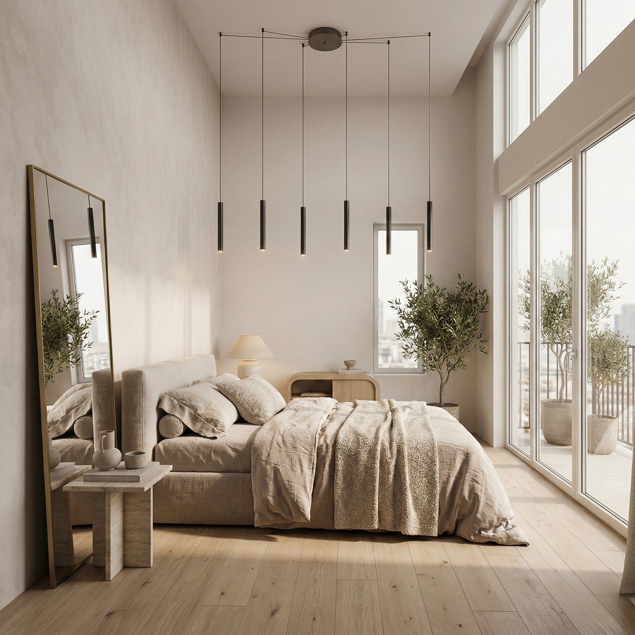 Black LED Pendant Light Dimmable Aluminum Modern