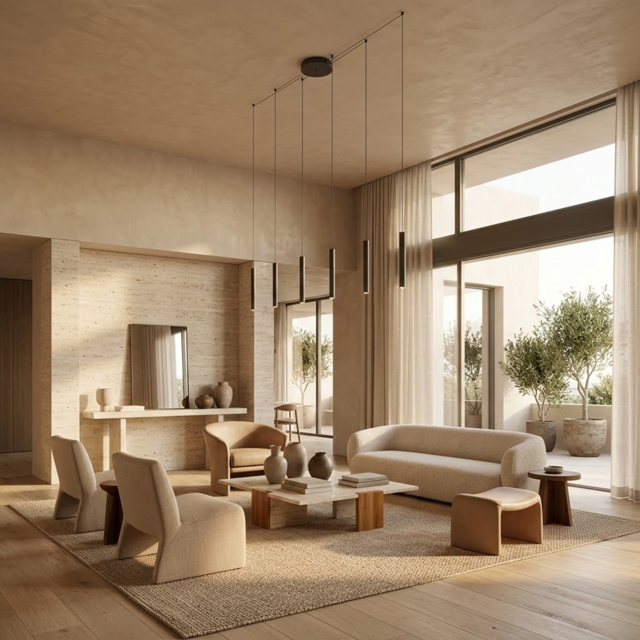 Black LED Pendant Light Dimmable Aluminum Modern