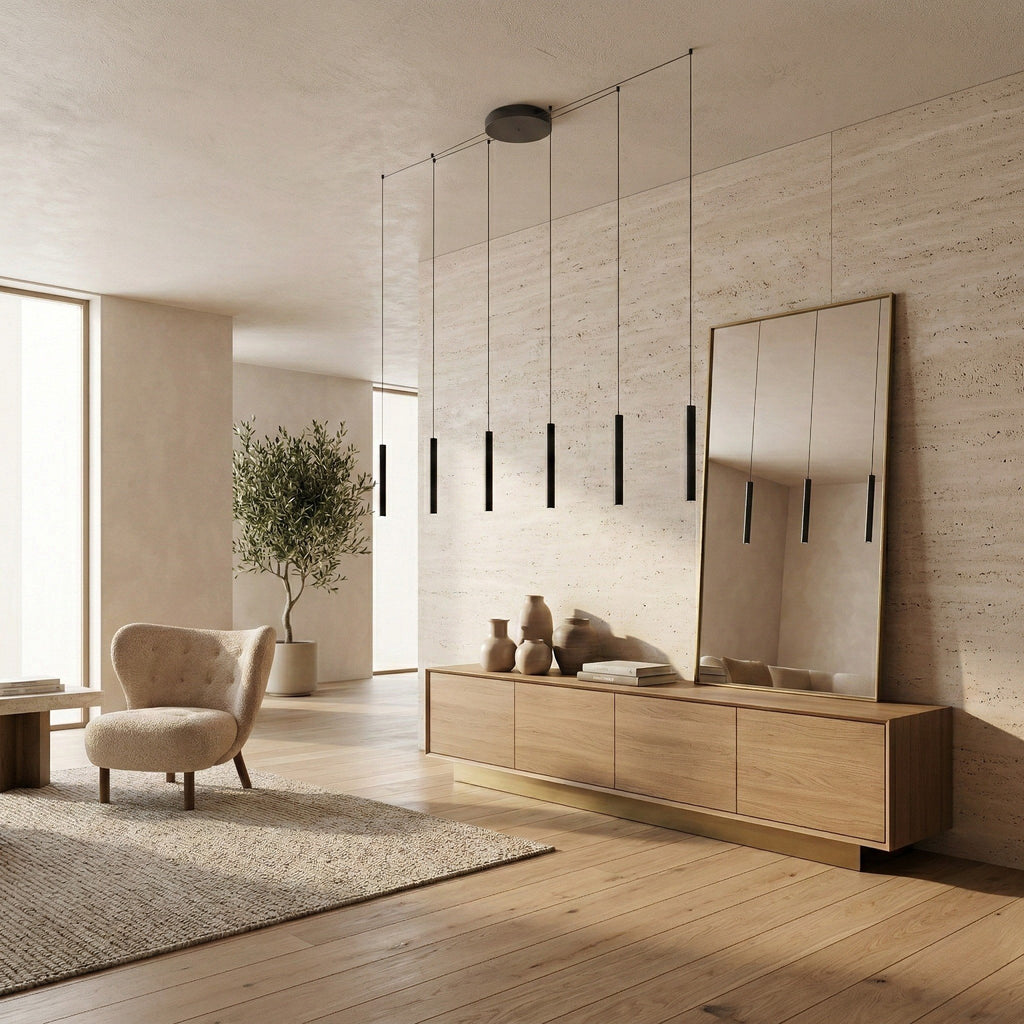 Dimmable Six-Light Aluminum LED Pendant
