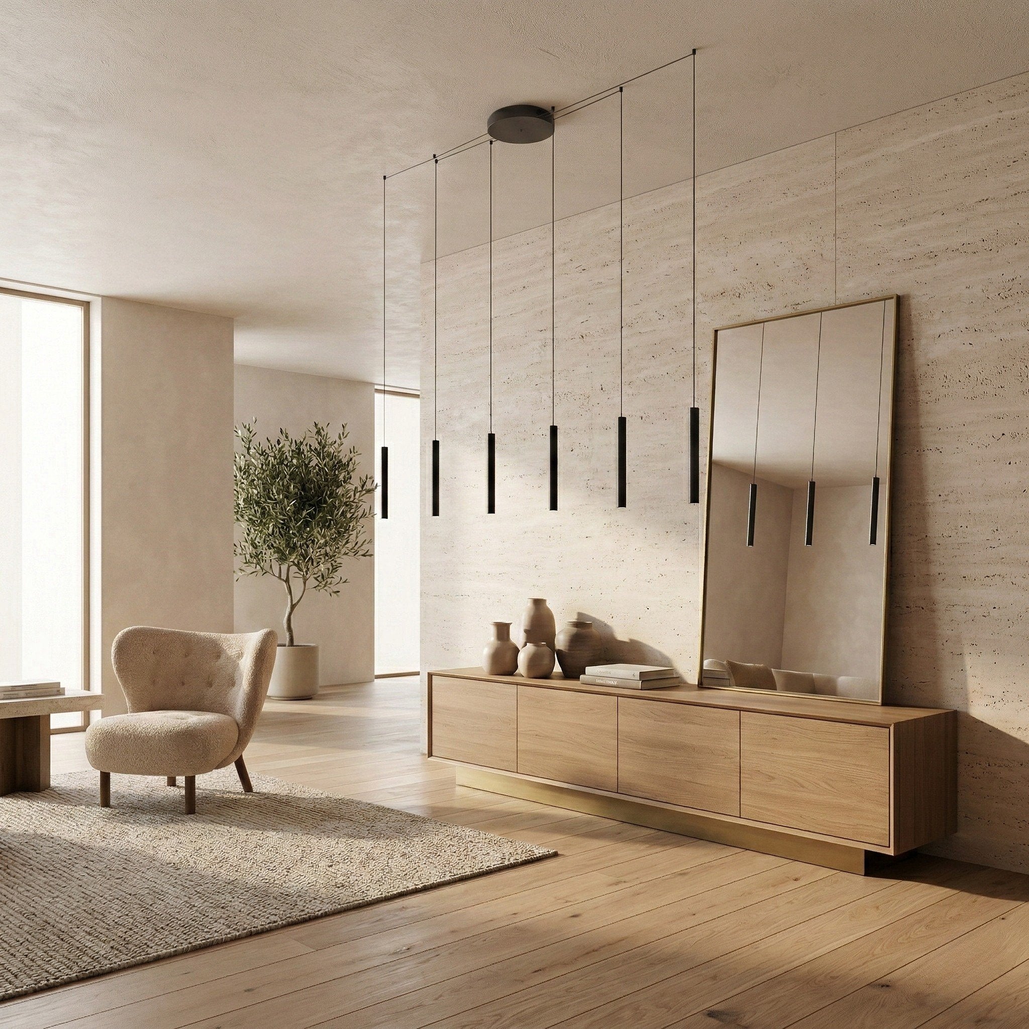 Black LED Pendant Light Dimmable Aluminum Modern